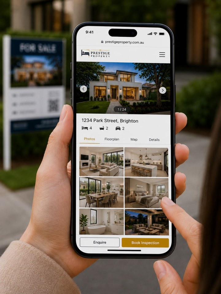 Branded property page opens on the buyer's phone
